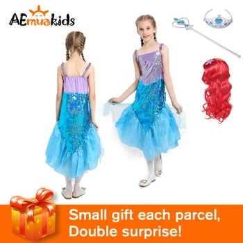 

AEMUAKIDS Mermaid Cute Girls Dress Ariel Princess Casual Dress Up Children Summer Kids Cosplay Sequins Costumes Carnival Party