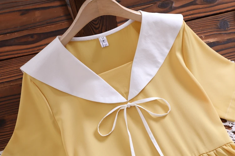 New cute sweet dress japan style short sleeve sailor collar mori girl casual vestidos