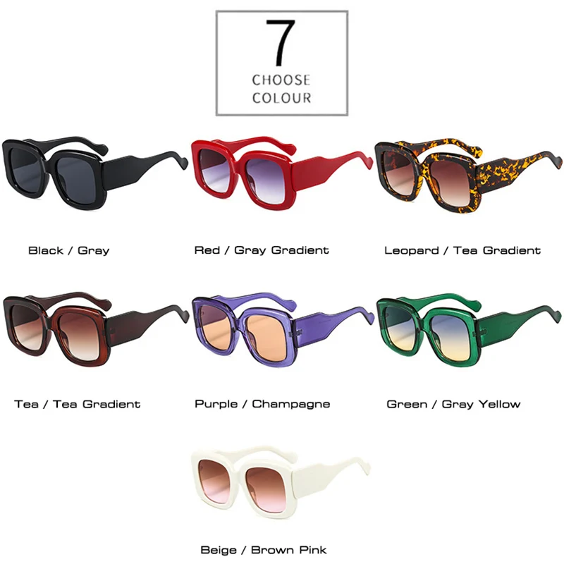 SO&EI Fashion Oversized Square Sunglasses Women Vintage Gradient Eyewear Men Trending Green Purple Sun Glasses Shades UV400