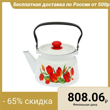 

Teapot "Tulips" 2.3 l, enamel lid, white