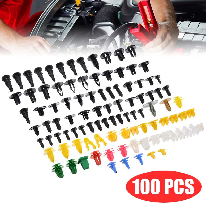 

100pcs Mixed Auto Fastener Car Bumper Clips Retainer Car Fastener Rivet Door Panel Fender Liner For All Car