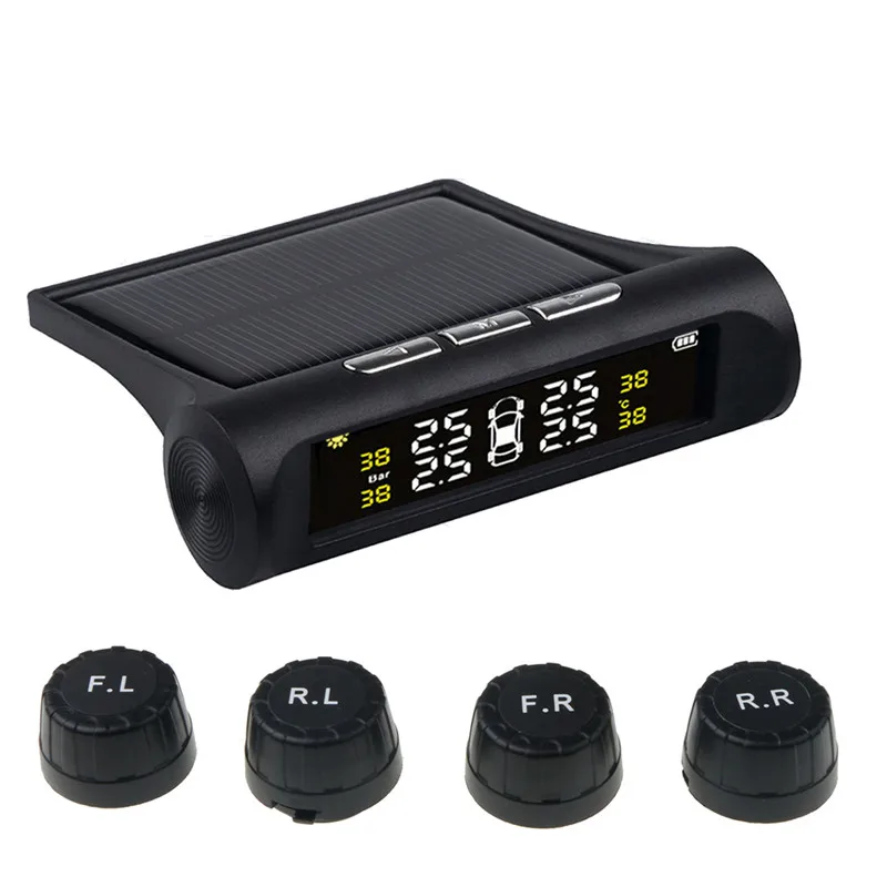 Цифровой автомобильный TPMS датчик давления в шинах Инструмент солнечной зарядки беспроводной ЖК-дисплей HD с внешними датчиками для Kia Audi Toyota - Тип: Option 3