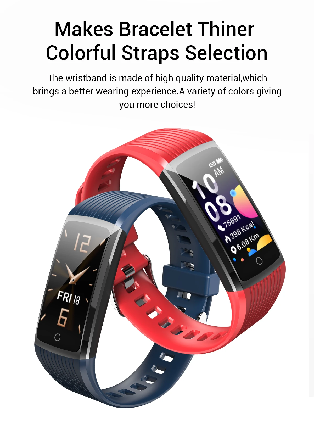 New Waterproof Sports Fitness Smart Band Pedometer Heart Rate Blood Pressure Test Bracelet Bluetooth Wristband Color Screen