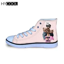 HYCOOL супер мама девочки дети кроссовки спортивная обувь на плоской подошве комфортная Высокая парусиновая обувь для ходьбы белый цвет