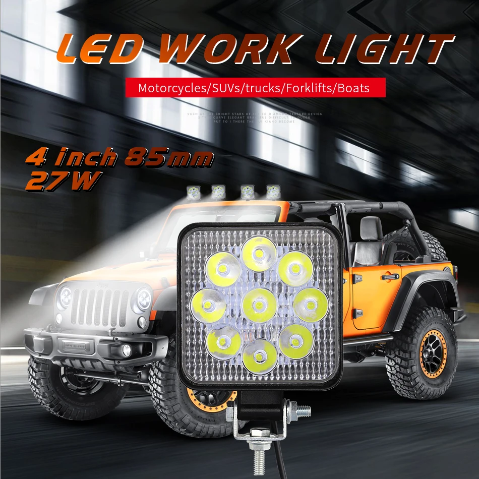 

Dxz 1x 27W 4Inch Offroad LED Work Light Bar Spot-light Daytime Running Lamp Car Driving 4x4 Auto For Jeep SUV Truck Tractor Boat