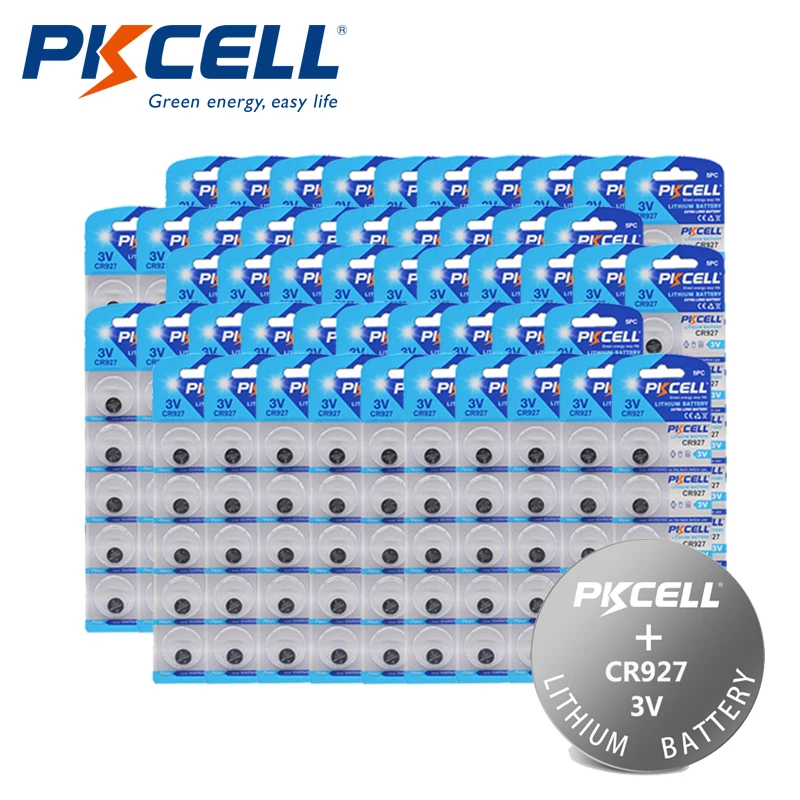 50 шт/10 упаковок PKCELL 3V литиевые кнопки/монеты батареи CR927 927 DL927 BR927 ECR927 5011LC|coin cell