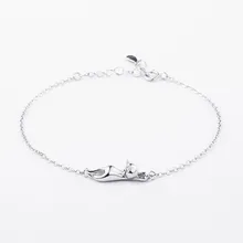 Классический милый Блестящий маленький браслет с кошкой, настоящий 925 пробы, серебряные аксессуары для женщин, металлическая цепочка, хорошее ювелирное изделие, подарок