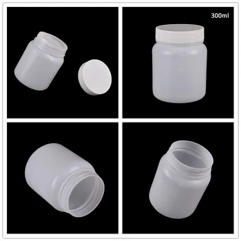 

1Pc Laboratory Chemical Storage Case White Plastic Wide mouth Bottle 300mL