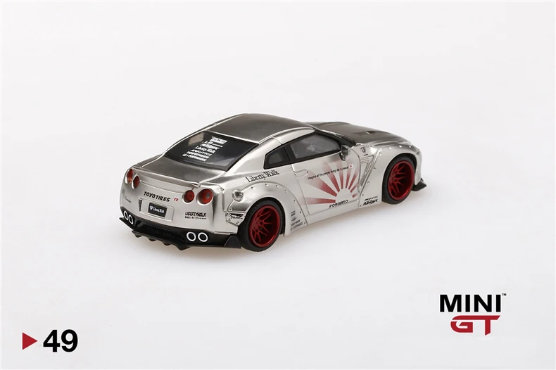 Мини GT 1: 64 LB работает Nissan GTR R35 тип 1 атласная Серебряная литая модель автомобиля