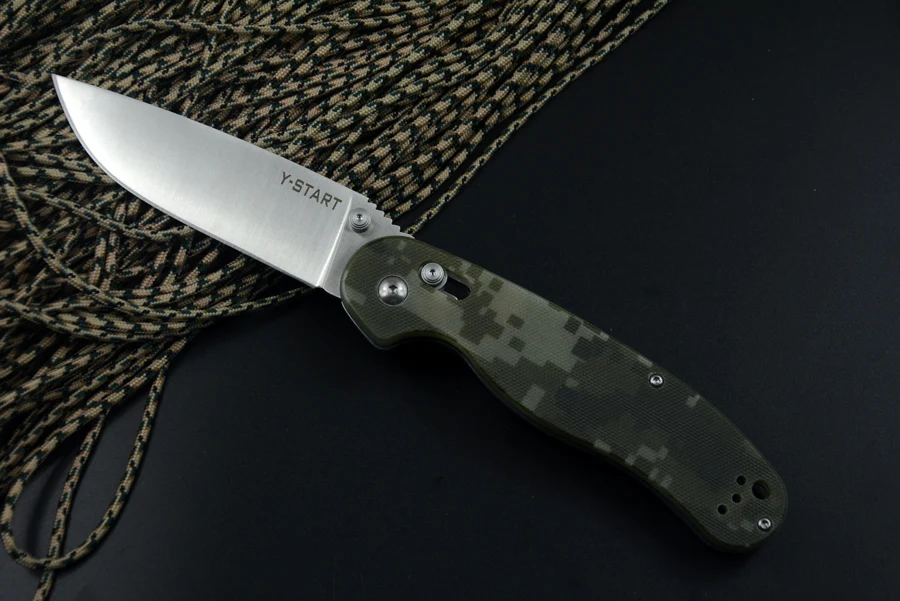 Y-START крыса Приключения обучение складной нож оси G10 Ручка AUS-8 лезвие из нержавеющей стали для тактических уличных и EDC ножей - Цвет: Зеленый