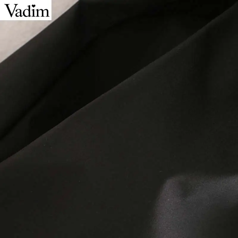 Женское элегантное платье vadim черное миди V шейный галстук бабочка пояса с