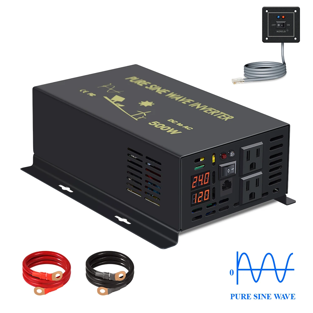 Pure Sine Wave Inverter 500W Solar Power Inverter Generator Battery 12V/24V/48V/96V/110V DC to AC 120V/220V/240V Wired Control