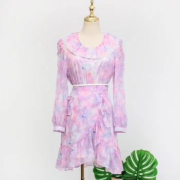 

CAMIA summer dress women 2020 pink elegant irregular office ladies clothes O-neck mini party dress for woman