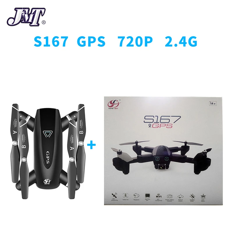 JMT S167 gps Дрон Складная камера 4K HD Selfie 5G RC Квадрокоптер wifi FPV Off-Point Летающий жесты Фото Видео Мини вертолет - Color: 2.4G 720P Gift Box