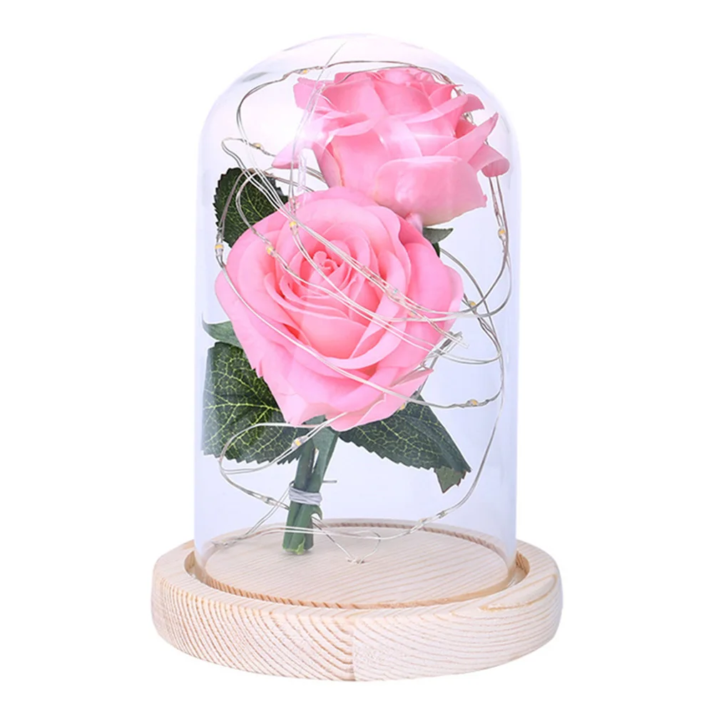 A8 Ночной светильник Immortal Flower Rose Music в стеклянном куполе на деревянной основе для подарков на день Святого Валентина, светодиодный светильник в виде цветка розы для спальни - Цвет: A8