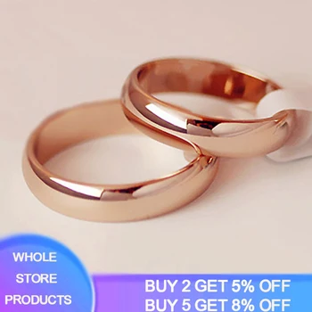 

High Quality 4mm Simple Smooth Halo Ring Fine Rose Gold Ring Men's and Women's Exclusive Couple Wedding Rings Anniversary Gift