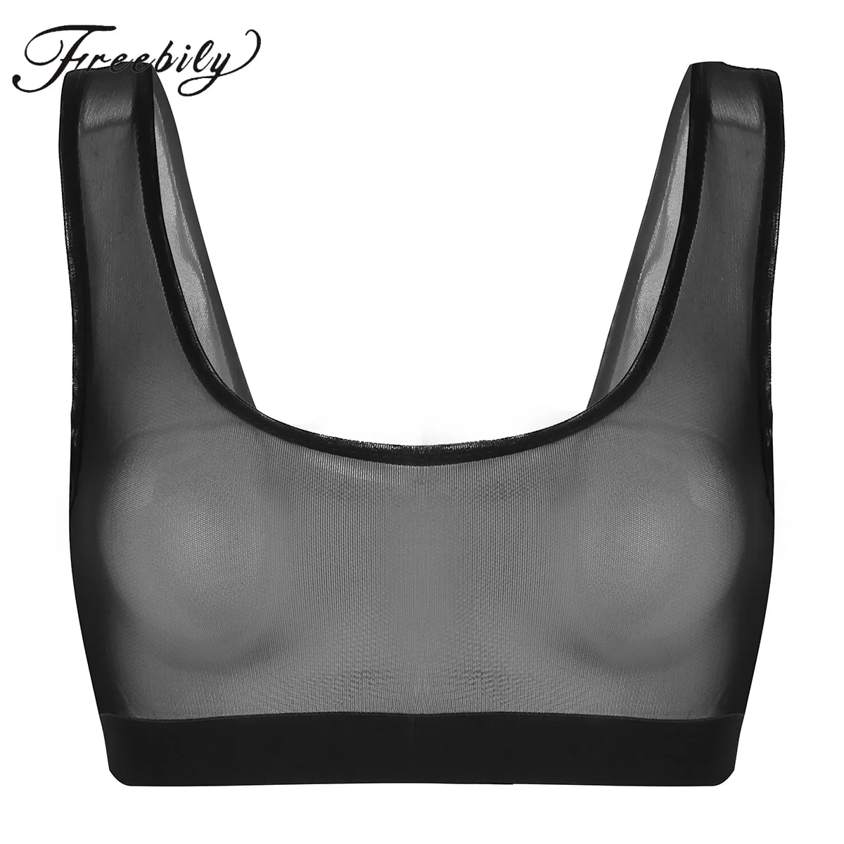 

Womens Sexy Mesh Sheer Bra Tank Top See Through Bralette Vest Lingerie Femme Transparent Crop Tops Clubwear