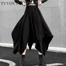 TVVOVVIN, необычная черная юбка, Ретро стиль, свободная, хип-хоп, высокая талия, подходит ко всему, юбка миди, женская одежда, осень, новинка, F621