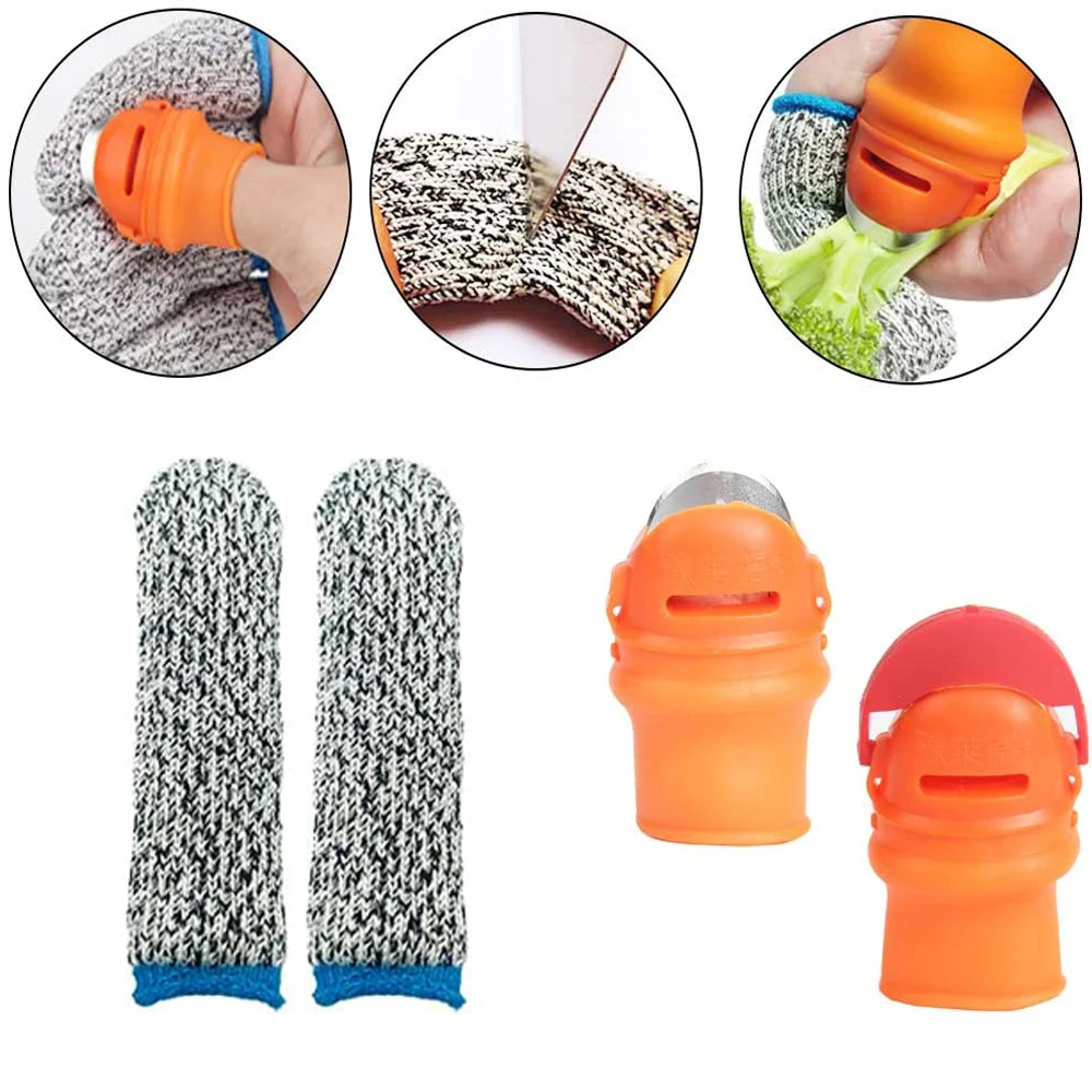 Silicone Thumb Cutter Finger Guards Cut-resistant Finger Sleeve Bean Picker Picking Tool Kitchen Gadget Fruit & Vegetable Tools