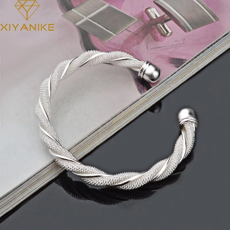 XIYANIKE стерлингового серебра 925 креативный модный витой браслет и браслет для женщин пара классические ювелирные изделия ручной работы Регулируемый