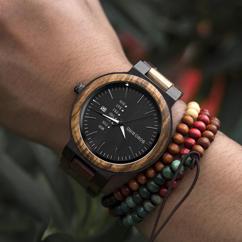 Relógio de Pulso Zegarek Bobo Bird para Homens e Mulheres Relógio de Quartzo com Pulseira de Madeira Colorida - Image 6