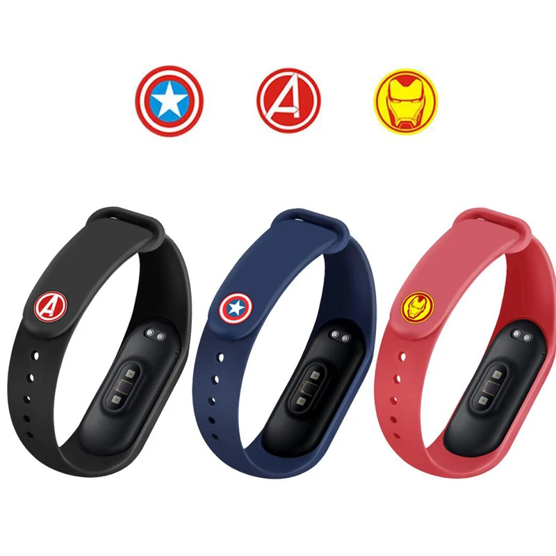 Браслет Marvel The Avengers с металлической кнопкой для Xiaomi Mi Band 4 3 умный Браслет miband Силиконовый браслет с пряжкой