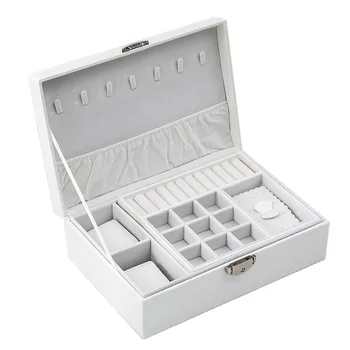 

Newly Jewelry Storage Box Creative Leather Portable Multi-layer Makeup Storage Box PU Watch Box Necklace Holder