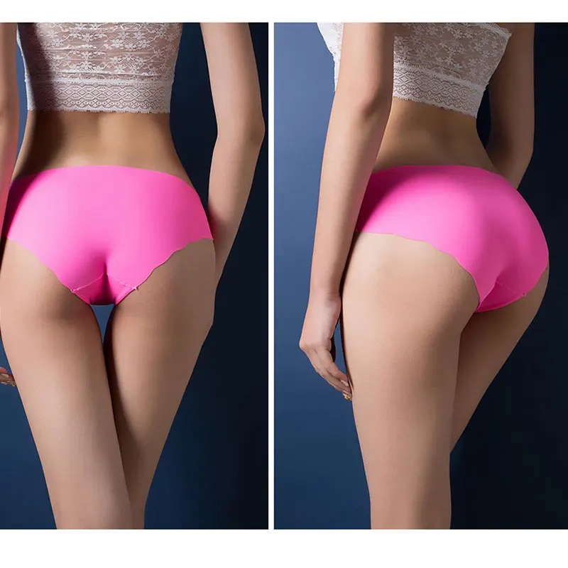 

3Pack Solid Ladies Women Seamless Panties Ice Silk Underwear G String Underpants Sexy Lingerie Briefs Hipster Intimates