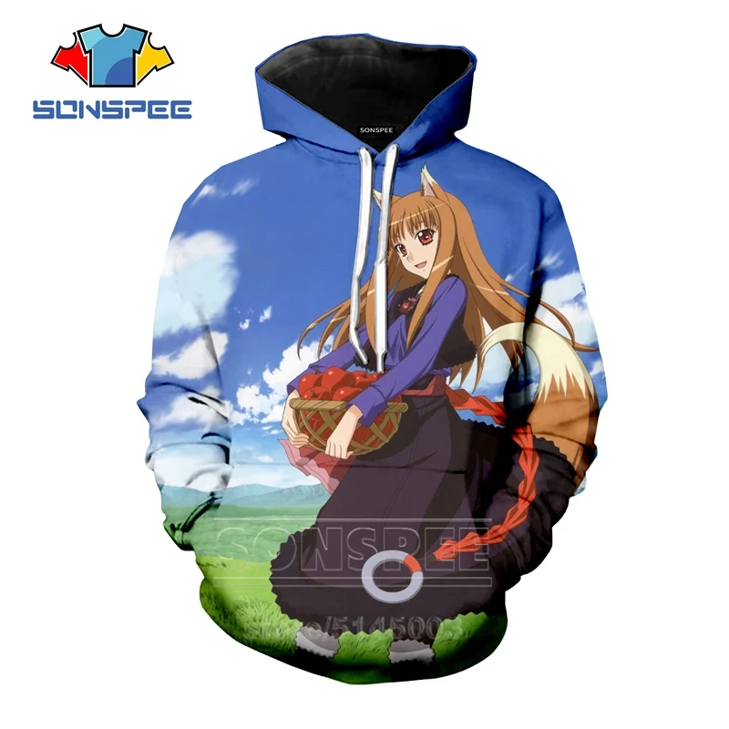 Толстовки Spice and Wolf, новинка, для мужчин и женщин, аниме, толстовка, 3D принт, унисекс, с длинным рукавом, в стиле хип-хоп, уличная одежда, топы, пуловер с круглым вырезом, C109