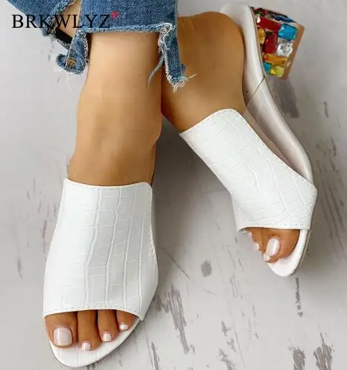 

NAUSK Woman Sandals Shoes Slippers 2020 Summer Style Wedges Pumps High Heels Slip on Bling Fashion Gladiator Shoes Women Pumps