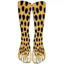 Śmieszne Leopard Tiger bawełniane skarpetki dla kobiet szczęśliwych zwierząt Kawaii skarpetki uniseks Harajuku śliczne Casual wysoka kostka skarpetki kobiece Party tanie tanio HAIMAITONG CN (pochodzenie) COTTON ydin-26 40cm 3DPrint