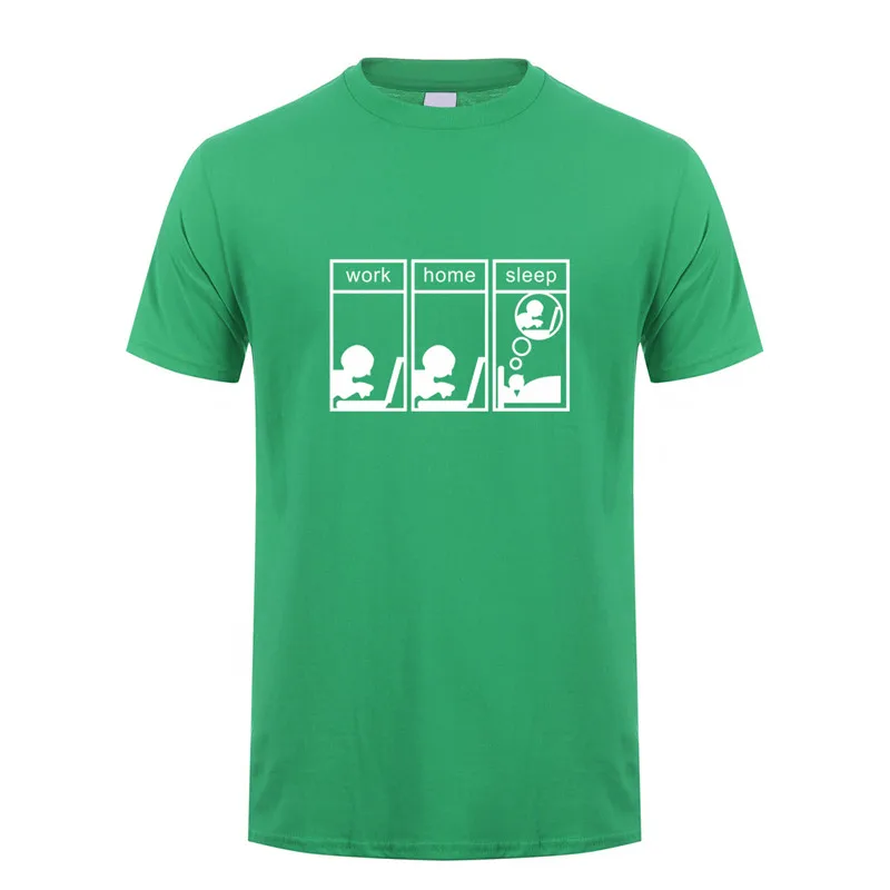 irish green Летняя Новинка, футболка для работы, дома, сна, забавная хлопковая Повседневная мужская футболка с коротким рукавом, всегда работающая программист, Мужская футболка, Топ OS-003 - Цвет: irish green