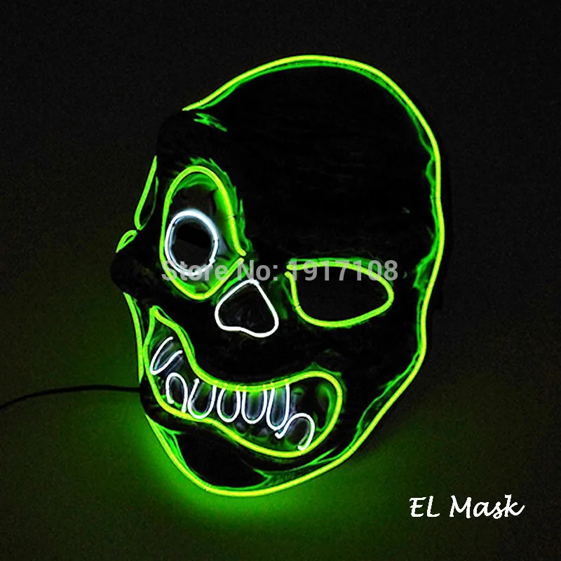 mask 10 Новые Вечерние Маски для косплея, светящаяся маска гримаса EL, светодиодный светильник, Мигающий Скелет, вечерние украшения на Хэллоуин - Цвет: mask 10