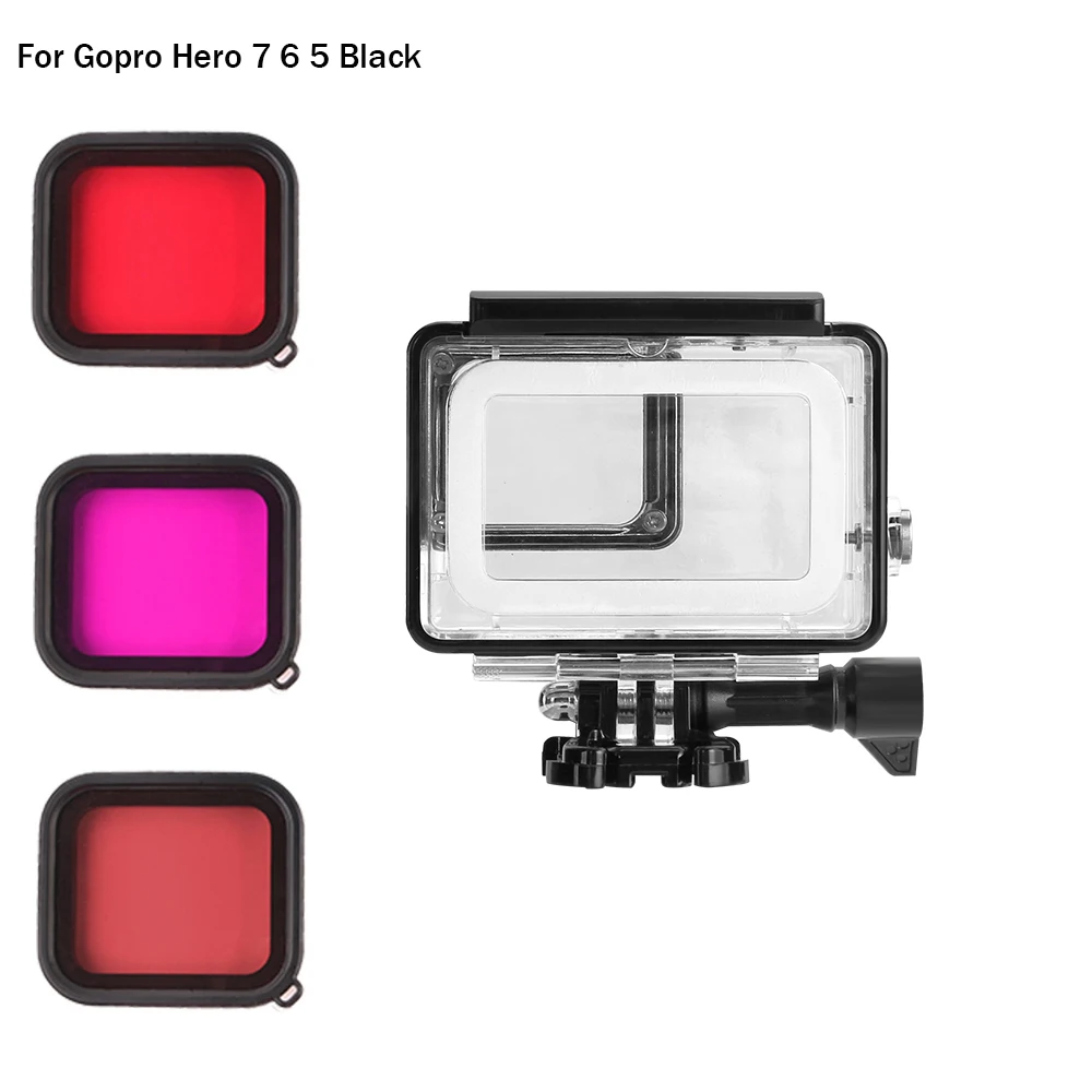 Husiway красный пурпурный фильтр и водонепроницаемый чехол для Gopro Hero 7 6 5 Black |