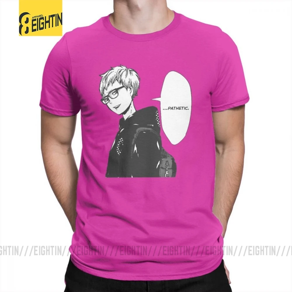 Футболки Haikyuu, футболки Tsukishima Kei, Классические летние футболки с коротким рукавом и круглым вырезом, хлопок, комиксы, футболки для мужчин, большие размеры - Цвет: Fuchusia