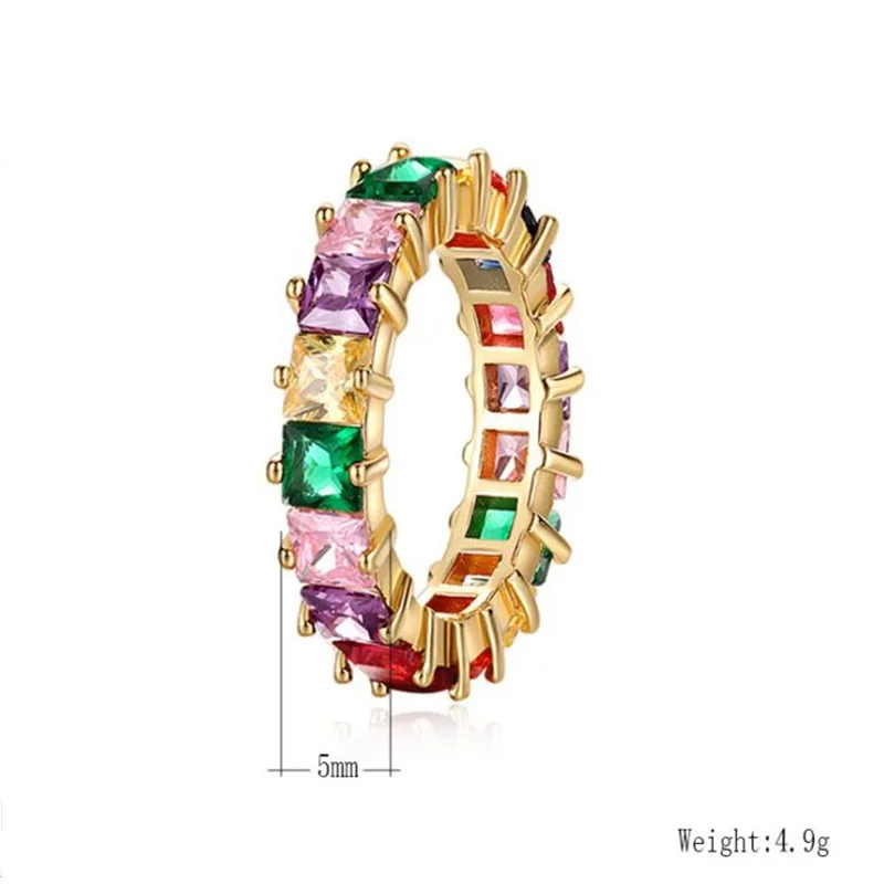 Olsen Twins Сияющий Красочный кубический цирконий, геометрической формы в стиле хип-хоп массивные кольца для женщин модные позолоченные вечерние кольца