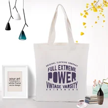 Текстовый Тип холщовая вместительная сумка для покупок сумка с пользовательским принтом текстовый логотип DIY ежедневное использование Сумка экологическая многоразовая утилизация