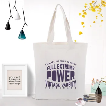 

Text type Canvas Tote Bag Shopping Bag Custom Print Logo Text DIY Daily Use Handbag Eco Ecologicas Reusable Recycle