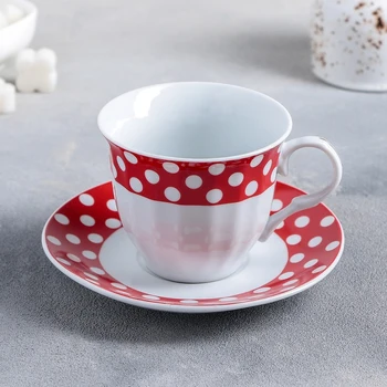 

A pair of tea 210 ml "Peas", color red