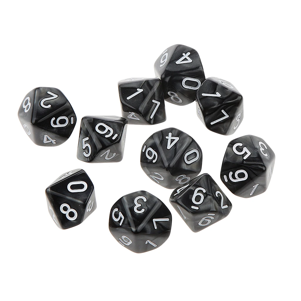 20x 22mm Ten Sided Dice D10 for Playing Dungeons D&D TRPG Roleplay Game Toys Party Gambling Dices Game Digital Dices