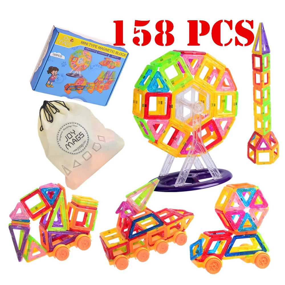 JOY MAGS Mini Magnetic 60/90/110/158 PCS Designer Construction Magnets Block Educational Toys For Children Ship from Russia