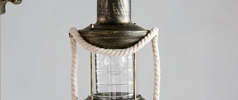 Rustic Pendant Lamp Round Wood Design Gear Retro Hemp Rope Hanging light22