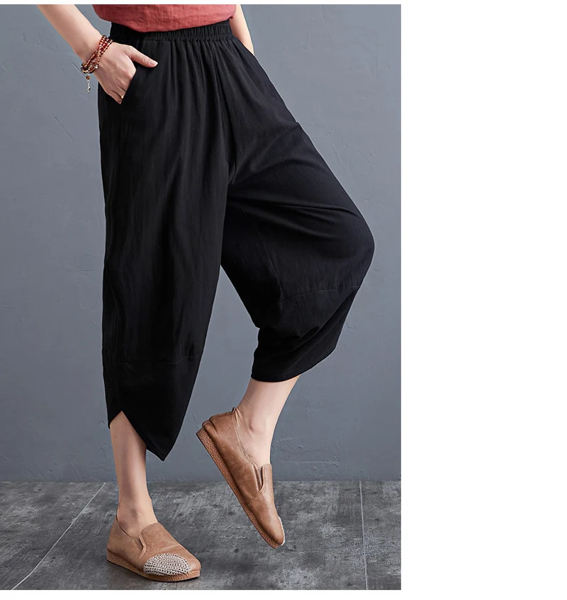 Shimai Cotton Linen Loose Trousers Women Loose Pants Large Size Straight Leg Pants Unique Wide Leg Pant Ladies Summer Pure Pants plaid pants