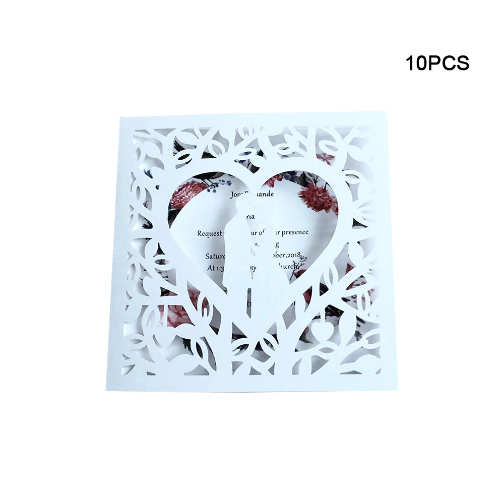  10pcs Wedding Invitations Lace Pattern Cards Laser Cut Paper Cards Announcement Greeting Postcards  - 4.00044E+12