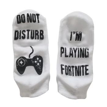 

1Pair Unisex Letter Print Cotton Ankle Socks Stockings For Game Players
