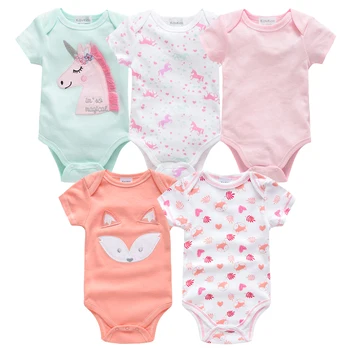 

2019 Newborn Bodysuit Cotton Baby Girl Boy Clothes Short Sleeve Outfit Cartoon body bebe menina 5Pcs/set body baby ropa de bebe
