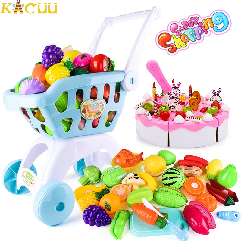 

Children Handcart Simulation Supermarket Hand Trolley Mini Shopping Cart Creative Play Role In Pretend Game Toys Gifts For Kids