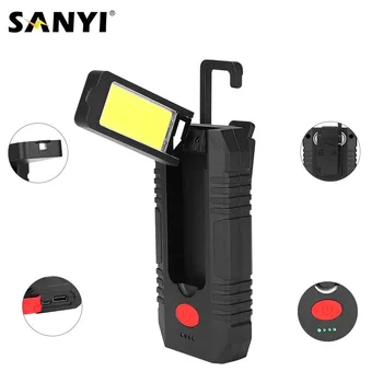 

COB LED Flashlight Magnetic Working Light Dual USB Rechargeable Power Bank Inspection Lamp Built-in Battery for Car Repairing