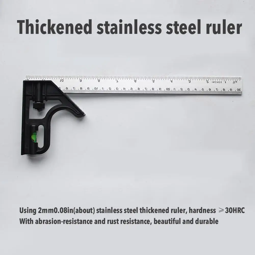 300mm 조합 사각 각도 눈금자 다기능 스테인레스 스틸 사각 각도 파인더 각도기 도구 게이지 측정 도구