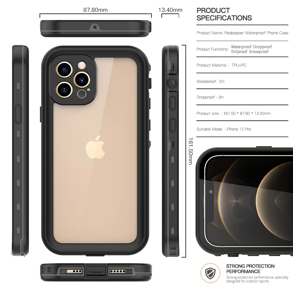 Redpepper IP69K Waterproof Case For Apple iPhone 12 Pro Max 12 Mini 11 Pro Max XR Underwater 3m Water Proof Shockproof Hard Case (2)